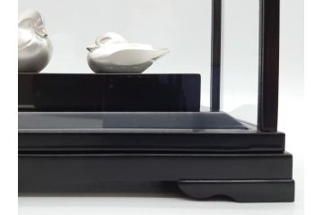 光一作　ころんとしたかわいい姿に癒される!　おしどりの置物　純銀製　ケース付き　オブジェ(R-060608)