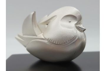 光一作　ころんとしたかわいい姿に癒される!　おしどりの置物　純銀製　ケース付き　オブジェ(R-060608)