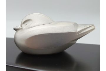 光一作　ころんとしたかわいい姿に癒される!　おしどりの置物　純銀製　ケース付き　オブジェ(R-060608)