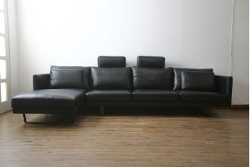 中古　特注品　カリモク家具(karimoku)　domani(ドマーニ)　Excel-Life(エクセルライフ)　本革(レザー)　USB9　ZSB9　メンズライクな空間演出におすすめのカウチソファセット(コーナーソファ、システムソファ、四人掛け、4人掛け)(定価約220万円)(R-060621)