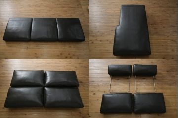 中古　特注品　カリモク家具(karimoku)　domani(ドマーニ)　Excel-Life(エクセルライフ)　本革(レザー)　USB9　ZSB9　メンズライクな空間演出におすすめのカウチソファセット(コーナーソファ、システムソファ、四人掛け、4人掛け)(定価約220万円)(R-060621)