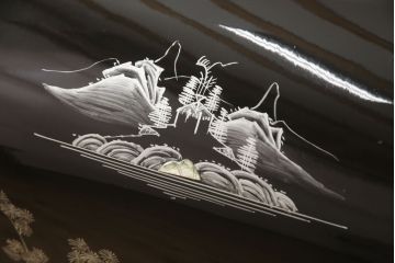 ビンテージ家具　高級品!!　石細工とオリエンタルな雰囲気が魅力的なデスク(コンソールテーブル、飾り台、在宅用、在宅ワーク、ヴィンテージ)(R-060628)