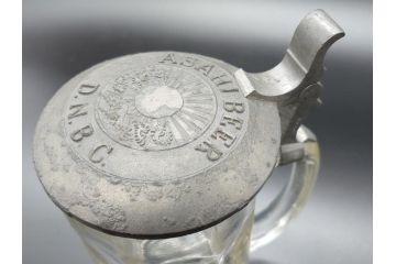 戦前　当時物　蓋付　アサヒビール　水玉模様がレトロでかわいい!　ジョッキ2点セット(グラス、コップ)(R-060632)