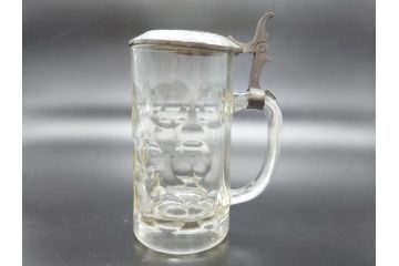戦前　当時物　蓋付　アサヒビール　水玉模様がレトロでかわいい!　ジョッキ2点セット(グラス、コップ)(R-060632)