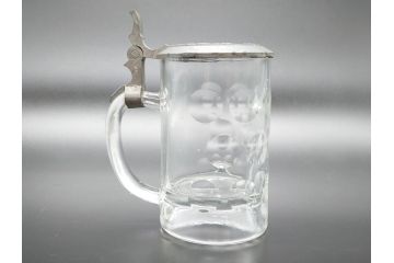 戦前　当時物　蓋付　アサヒビール　水玉模様がレトロでかわいい!　ジョッキ2点セット(グラス、コップ)(R-060632)