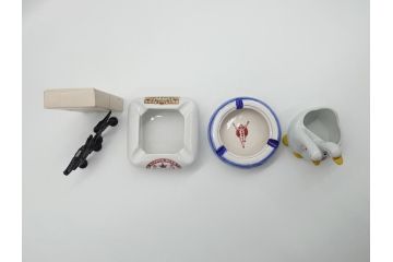 昭和レトロ　グリコ灰皿　アヒル小物入れ　ニッポンビール灰皿　キリン栓抜き　昔懐かしい雰囲気のノベルティグッズ合計4点セット(R-060657)
