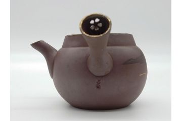 古い萬古焼　金彩が目を引く煎茶セット(急須、湯冷まし、湯呑、茶碗、茶道具)(R-060658)