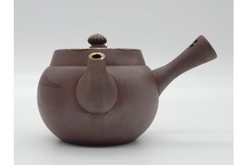 古い萬古焼　金彩が目を引く煎茶セット(急須、湯冷まし、湯呑、茶碗、茶道具)(R-060658)