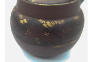 古い萬古焼　金彩が目を引く煎茶セット(急須、湯冷まし、湯呑、茶碗、茶道具)(R-060658)