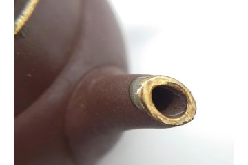 古い萬古焼　金彩が目を引く煎茶セット(急須、湯冷まし、湯呑、茶碗、茶道具)(R-060658)