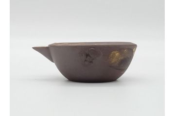 古い萬古焼　金彩が目を引く煎茶セット(急須、湯冷まし、湯呑、茶碗、茶道具)(R-060658)