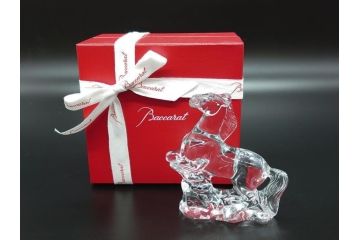 バカラ　Baccarat　美しく躍動的な馬のクリスタルオブジェ(干支、フランス、フルレッドクリスタルガラス)(R-060664)