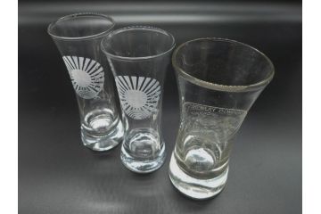 戦前　当時物　アサヒビール　キリンラガービール　ノスタルジックな雰囲気漂うコップ3点セット(ラッパ型グラス)(R-060668)