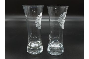 戦前　当時物　アサヒビール　キリンラガービール　ノスタルジックな雰囲気漂うコップ3点セット(ラッパ型グラス)(R-060668)