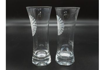 戦前　当時物　アサヒビール　キリンラガービール　ノスタルジックな雰囲気漂うコップ3点セット(ラッパ型グラス)(R-060668)