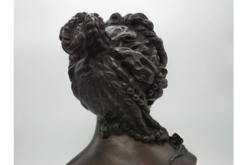 西洋アンティーク　柔らかな表情と繊細な装飾が魅力的なブロンズ像(RED TION A.VETU、女性、首像、銅像)(R-060682)