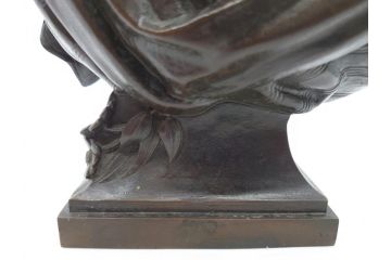 アンティーク　鳥と女性　髪飾りの一つ一つまで美しい!豊かな表情が魅力のブロンズ像(オブジェ、アルベールエルネスト?)(R-060683)
