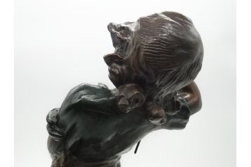 アメリカ製　少年と犬　微笑ましい一瞬を切り取った様なブロンズ像(RUNER、オブジェ)(R-060685)