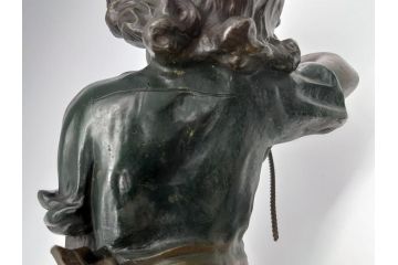 アメリカ製　少年と犬　微笑ましい一瞬を切り取った様なブロンズ像(RUNER、オブジェ)(R-060685)