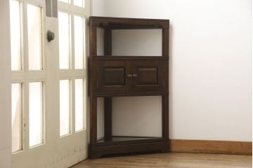 和製ビンテージ　松本民芸家具　レアモデル!!　隅棚　デッドスペースも有効活用できるコーナーキャビネット(コーナーラック、収納棚、飾り棚、ヴィンテージ)(R-060686)