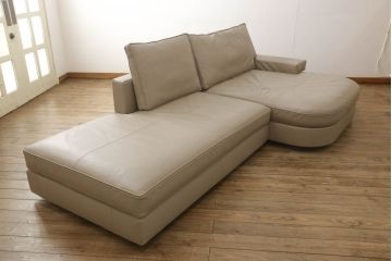 中古　美品　arflex(アルフレックス)　GRAN(グラン)　シンプルモダンな空間づくりに活躍する本革3人掛けソファ(レザー、3P、2人掛け、2P、カウチソファ)(定価約200万円)(R-060694)