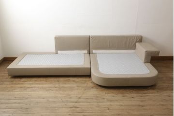 中古　美品　arflex(アルフレックス)　GRAN(グラン)　シンプルモダンな空間づくりに活躍する本革3人掛けソファ(レザー、3P、2人掛け、2P、カウチソファ)(定価約200万円)(R-060694)