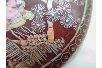 古い　虹色光沢が美しい螺鈿碁笥　碁石(蛤、那智黒、囲碁、箱付)(R-060705)