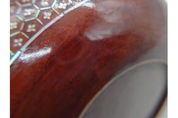 古い　虹色光沢が美しい螺鈿碁笥　碁石(蛤、那智黒、囲碁、箱付)(R-060705)