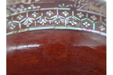 古い　虹色光沢が美しい螺鈿碁笥　碁石(蛤、那智黒、囲碁、箱付)(R-060705)