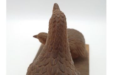 昭和初期　中村七十郎作　鶉　木のぬくもりを感じる木彫(彫刻家、宮大工)(R-060706)