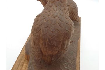 昭和初期　中村七十郎作　鶉　木のぬくもりを感じる木彫(彫刻家、宮大工)(R-060706)