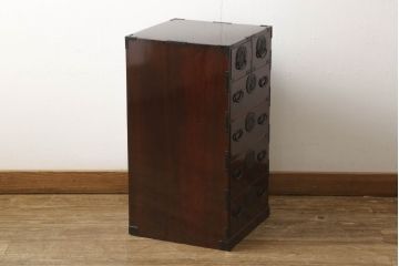 中古　美品　民芸家具　渡辺家具店　木地呂塗りの美しい仙台箪笥(和タンス、桐箪笥、桐たんす、引き出し、チェスト)(R-060707)