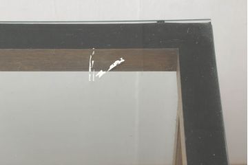 和製アンティーク　ナラ(楢)材　懐かしい雰囲気漂うL型ガラスケース(Gケース、カウンター、ショーケース、曲げガラス、Rガラス、キャビネット、飾り棚、陳列棚、店舗什器)(R-060718)
