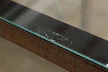 和製アンティーク　ナラ(楢)材　懐かしい雰囲気漂うL型ガラスケース(Gケース、カウンター、ショーケース、曲げガラス、Rガラス、キャビネット、飾り棚、陳列棚、店舗什器)(R-060718)