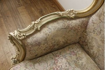 中古　イタリア高級家具　SILIK(シリック)　ロココ調　優雅で上品な空間づくりにぴったりな1人掛けソファ(一人掛けソファ、1P、アームソファ)(定価約60万円)(R-060724)