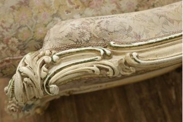 中古　イタリア高級家具　SILIK(シリック)　ロココ調　優雅で上品な空間づくりにぴったりな1人掛けソファ(一人掛けソファ、1P、アームソファ)(定価約60万円)(R-060724)