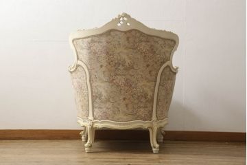 中古　イタリア高級家具　SILIK(シリック)　ロココ調　優雅で上品な空間づくりにぴったりな1人掛けソファ(一人掛けソファ、1P、アームソファ)(定価約60万円)(R-060724)
