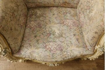 中古　イタリア高級家具　SILIK(シリック)　ロココ調　優雅で上品な空間づくりにぴったりな1人掛けソファ(一人掛けソファ、1P、アームソファ)(定価約60万円)(R-060724)