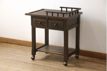 中古　飛騨産業　特注品　PROVINCIAL(プロヴィンシャル・プロビンシャル)シリーズ　ナラ材の木の風合いが味わい深いキャスターワゴン(プロビンシャル、トロリー、キッチンワゴン、サイドテーブル)(R-060730)