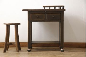 中古　飛騨産業　特注品　PROVINCIAL(プロヴィンシャル・プロビンシャル)シリーズ　ナラ材の木の風合いが味わい深いキャスターワゴン(プロビンシャル、トロリー、キッチンワゴン、サイドテーブル)(R-060730)