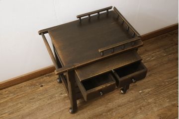 中古　飛騨産業　特注品　PROVINCIAL(プロヴィンシャル・プロビンシャル)シリーズ　ナラ材の木の風合いが味わい深いキャスターワゴン(プロビンシャル、トロリー、キッチンワゴン、サイドテーブル)(R-060730)