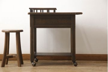 中古　飛騨産業　特注品　PROVINCIAL(プロヴィンシャル・プロビンシャル)シリーズ　ナラ材の木の風合いが味わい深いキャスターワゴン(プロビンシャル、トロリー、キッチンワゴン、サイドテーブル)(R-060730)