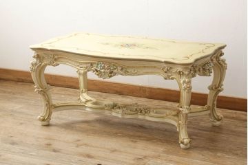 中古　イタリア高級家具　SILIK(シリック)　ロココ調　優雅で上品な空間づくりにぴったりなセンターテーブル(ローテーブル、ソファテーブル、リビングテーブル)(定価約42万円)(R-060731)