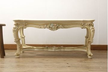 中古　イタリア高級家具　SILIK(シリック)　ロココ調　優雅で上品な空間づくりにぴったりなセンターテーブル(ローテーブル、ソファテーブル、リビングテーブル)(定価約42万円)(R-060731)