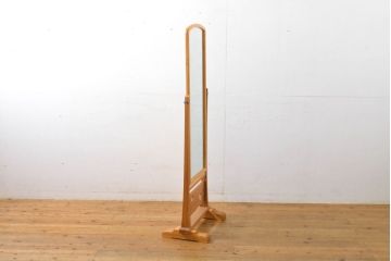 中古　美品　屋久杉　透かし彫りが和の雰囲気を高める姿見(スタンドミラー、鏡)(R-060732)