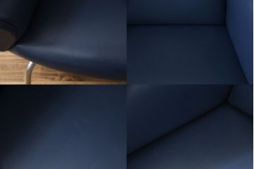 中古　デンマーク　Hans J Wegner(ハンス・J・ウェグナー)デザイン　EJ 100　ユニークなデザインが空間のアクセントになる本革オックスチェア(1人掛けソファ、サロンチェア、1P、レザー、北欧)(定価約170万円)(R-060733)