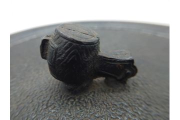 古い正寿堂　宝尽くし紋　打ち出の小槌　小判　縁起の良いモチーフが魅力の鉄瓶(茶道具)(R-060735)