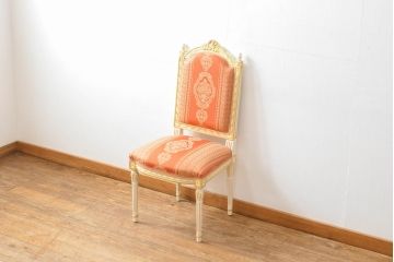 中古　超美品　イタリア高級家具　Mario Colciago&Figli(マリオ・コルチャゴ)　ロココ調　空間を華やかに彩るエレガントなダイニングチェア(サロンチェア、椅子、イス)(定価約24万円)(R-060738)