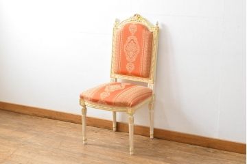 中古　超美品　イタリア高級家具　Mario Colciago&Figli(マリオ・コルチャゴ)　ロココ調　空間を華やかに彩るエレガントなダイニングチェア(サロンチェア、椅子、イス)(定価約24万円)(R-060739)