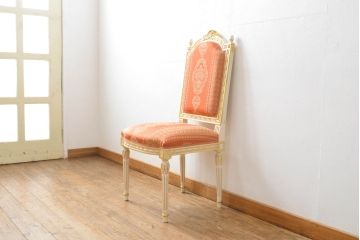 中古　超美品　イタリア高級家具　Mario Colciago&Figli(マリオ・コルチャゴ)　ロココ調　空間を華やかに彩るエレガントなダイニングチェア(サロンチェア、椅子、イス)(定価約24万円)(R-060739)